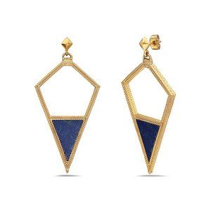 Jewelry Fiesta Women Handmade Tribal Lapis Kite Earrings Brass Plated Jewelry